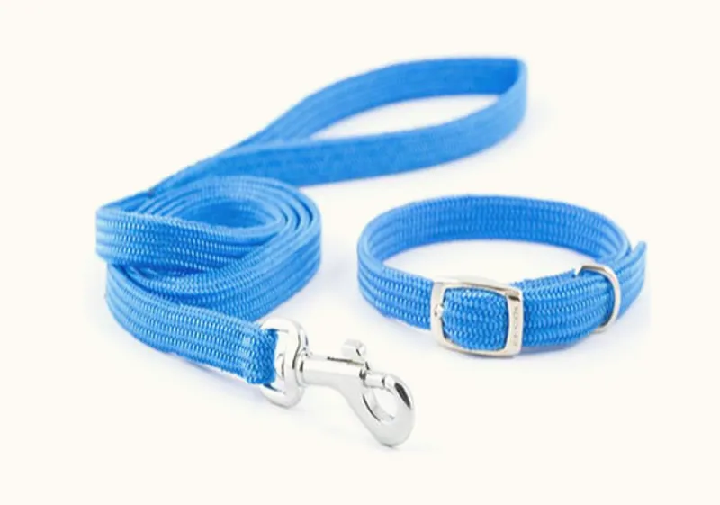 Soft Bite Softweave Collar and Lead Blue
